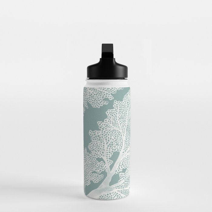 Sea Fan Coral - White on Mint Water Bottle Gallery Image 3