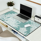 Sea Fan Coral - White on Mint Desk Mat Gallery Image 2