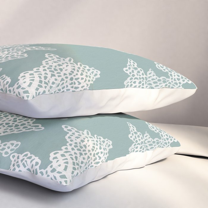 Sea Fan Coral - White on Mint Pillow Sham Gallery Image 3