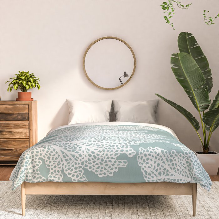 Sea Fan Coral - White on Mint Comforter Gallery Image 3