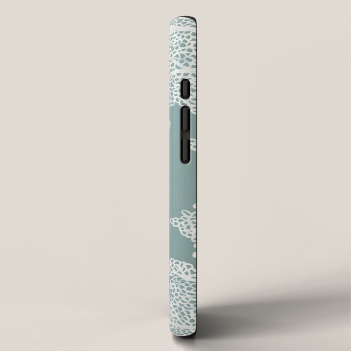 Sea Fan Coral - White on Mint iPhone Case Gallery Image 2