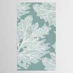Sea Fan Coral - White on Mint Tablecloth Gallery Image 2