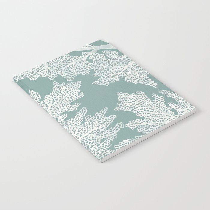 Sea Fan Coral - White on Mint Notebook Gallery Image 2