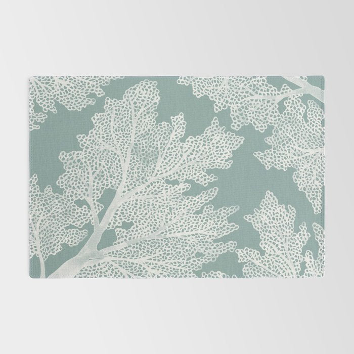 Sea Fan Coral - White on Mint Rug Gallery Image 2