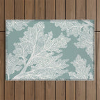 Sea Fan Coral - White on Mint Outdoor Rug Gallery Image 1