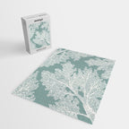 Sea Fan Coral - White on Mint Jigsaw Puzzle Gallery Image 2