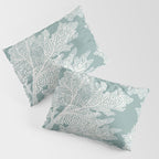 Sea Fan Coral - White on Mint Pillow Sham Gallery Image 3