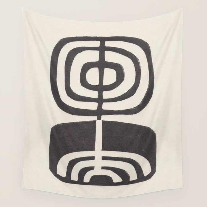Modern Plant / Lino Print Wall Tapestry Gallery Image 1