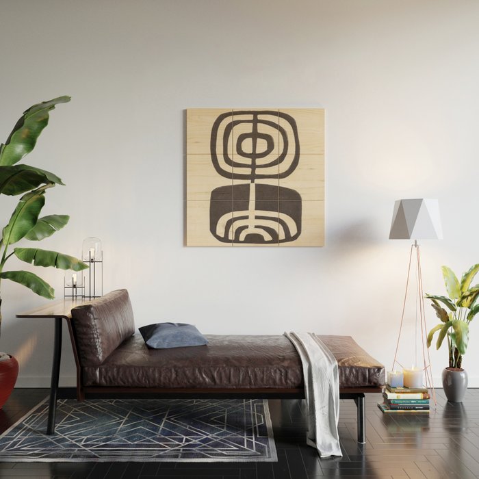 Modern Plant / Lino Print Wood Wall Art Gallery Image 2