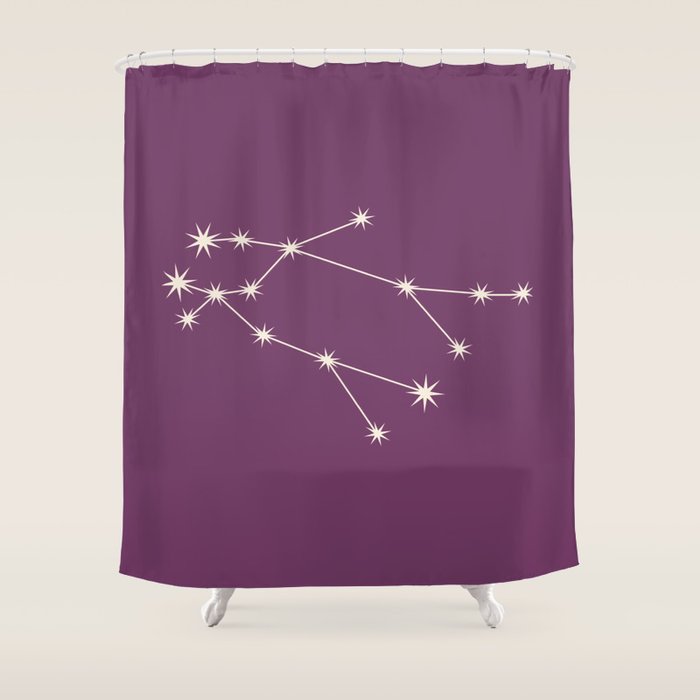 Gemini Zodiac Star Constellation Line Art Mauve Purple Shower Curtain Gallery Image 1