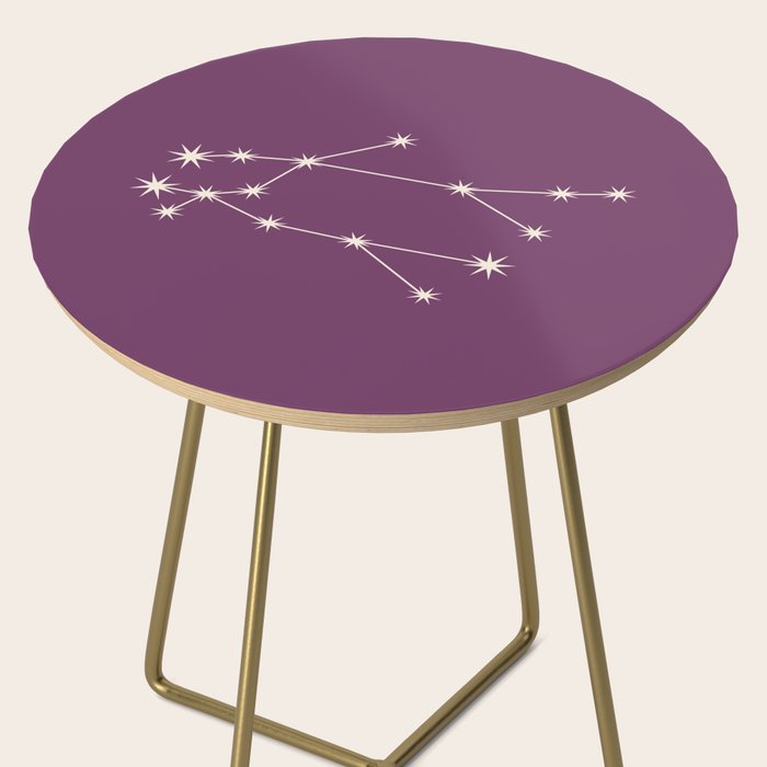 Gemini Zodiac Star Constellation Line Art Mauve Purple Side Table Gallery Image 2
