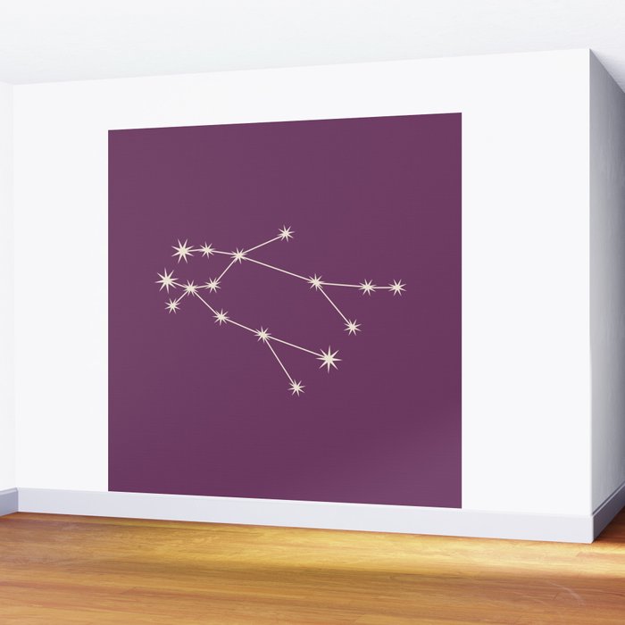 Gemini Zodiac Star Constellation Line Art Mauve Purple Wall Mural Gallery Image 2