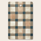 Cozy heirloom Rustic plaid Geometric Gold Navy Cutting Board Gallery Image 1