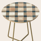 Cozy heirloom Rustic plaid Geometric Gold Navy Side Table Gallery Image 2