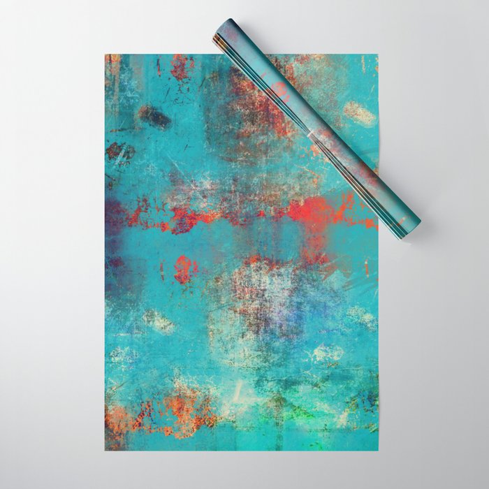 Aztec Turquoise Stone Abstract Texture Design Art Wrapping Paper Gallery Image 1