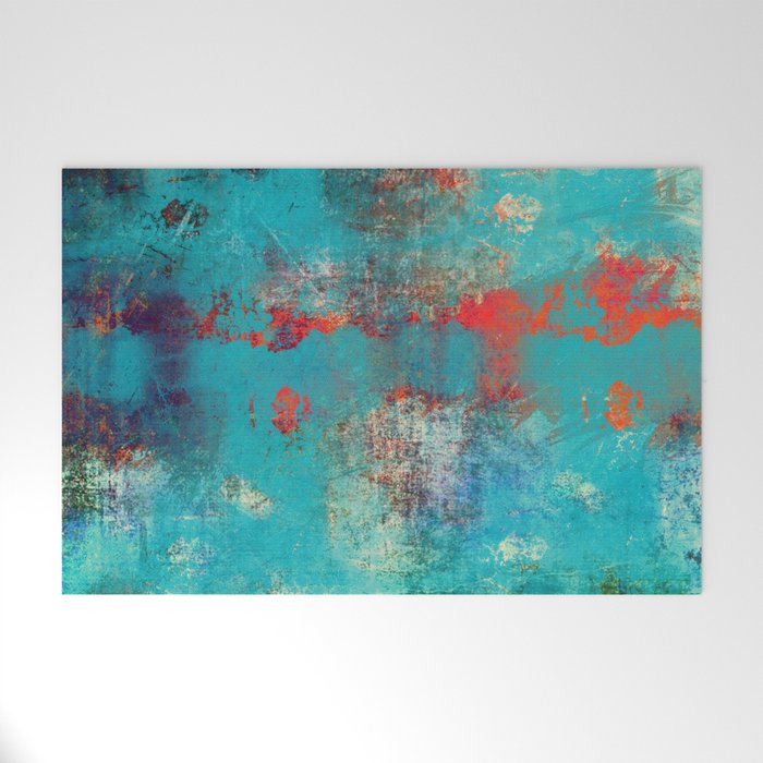 Aztec Turquoise Stone Abstract Texture Design Art Welcome Mat Gallery Image 1