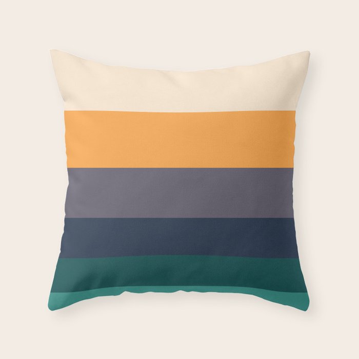 Mid Century Modern Minimalist Color Block Pattern Yellow Grey Green Throw Pillow Gallery Image 1