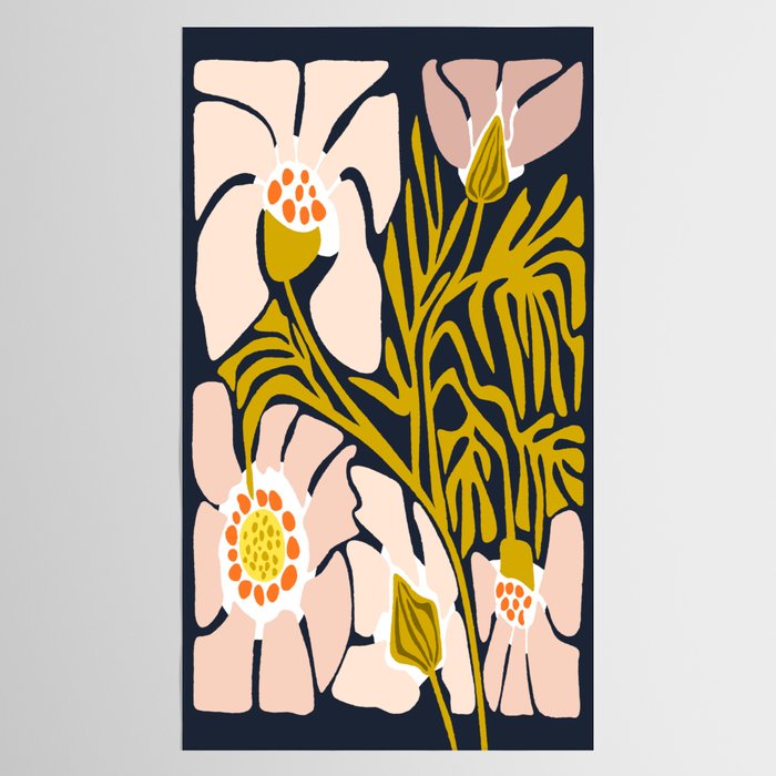 Backyard flower - modern floral illustration Tablecloth Gallery Image 2