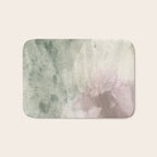 Abstract blush pink green white watercolor brushstrokes Bath Mat Gallery Image 1
