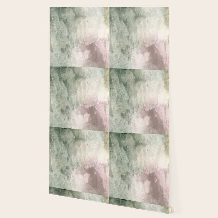 Abstract blush pink green white watercolor brushstrokes Wallpaper Gallery Image 2