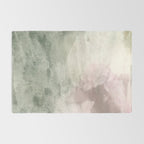 Abstract blush pink green white watercolor brushstrokes Rug Gallery Image 2