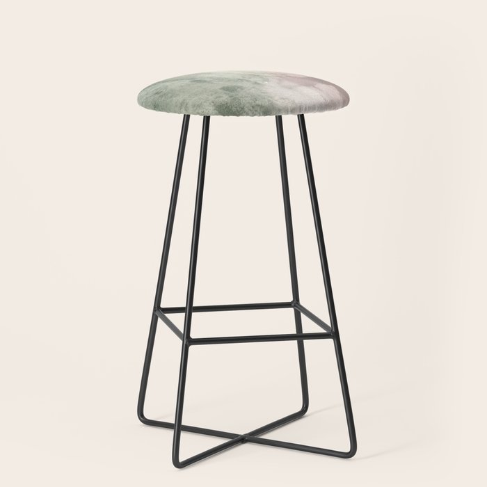 Abstract blush pink green white watercolor brushstrokes Stool Gallery Image 1