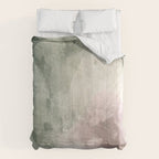 Abstract blush pink green white watercolor brushstrokes Comforter Gallery Image 6
