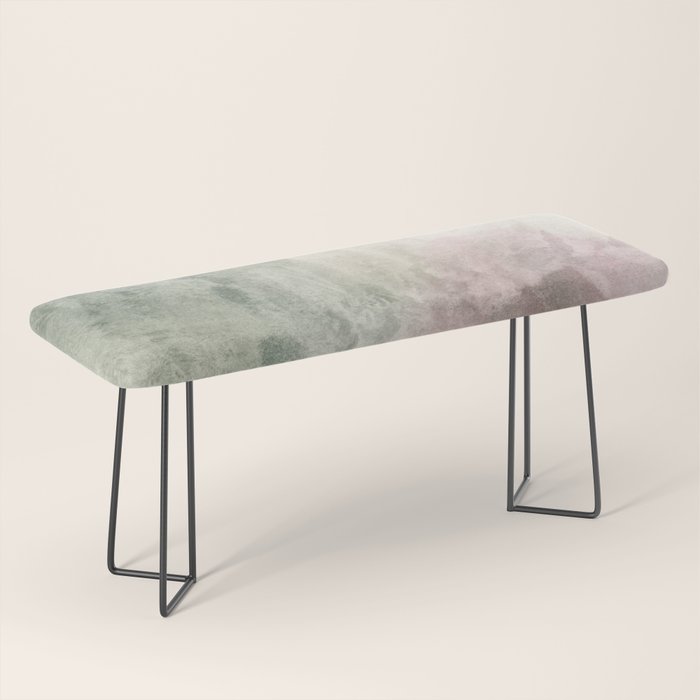 Abstract blush pink green white watercolor brushstrokes Bench Gallery Image 1