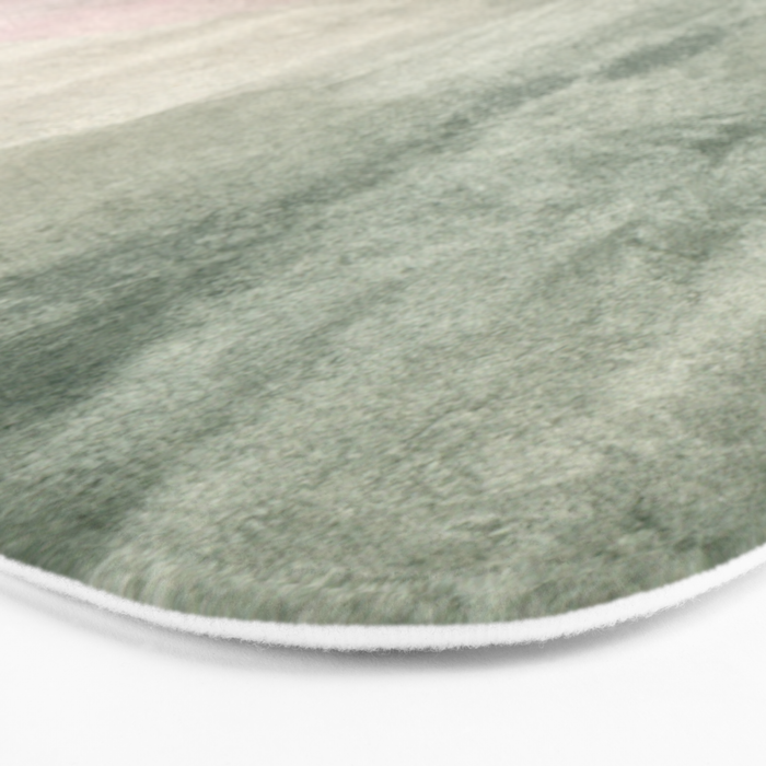 Abstract blush pink green white watercolor brushstrokes Bath Mat Gallery Image 3