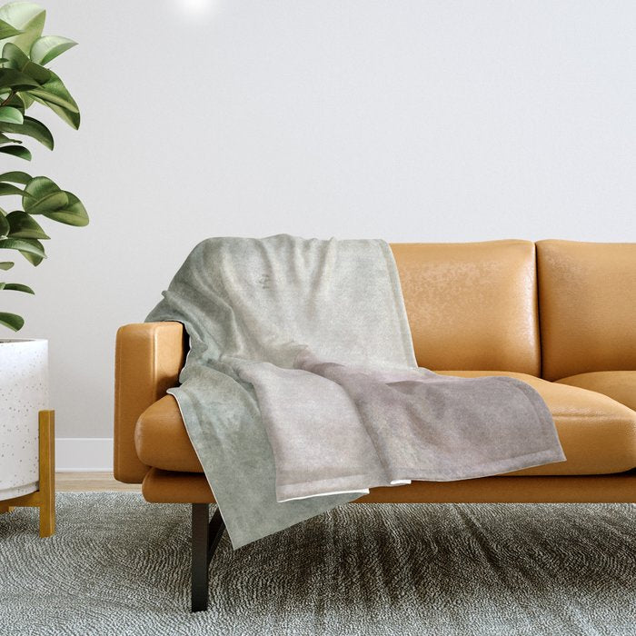 Abstract blush pink green white watercolor brushstrokes Throw Blanket Gallery Image 1