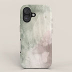 Abstract blush pink green white watercolor brushstrokes iPhone Case Gallery Image 1