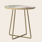 Abstract blush pink green white watercolor brushstrokes Side Table Gallery Image 1