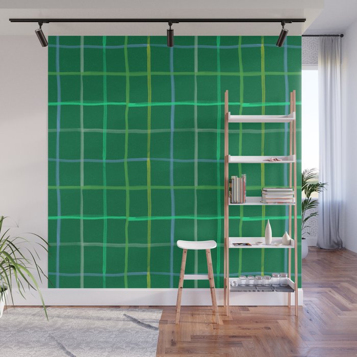 Abstract Tennis Net Pattern in Grass Green Wall Mural Gallery Image 1