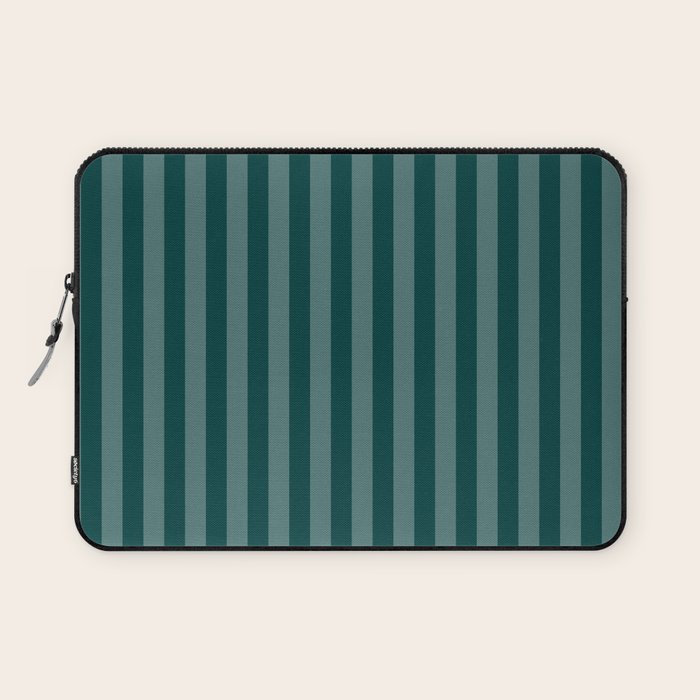 Dark Teal Thin Vertical Stripes Laptop Sleeve Gallery Image 1