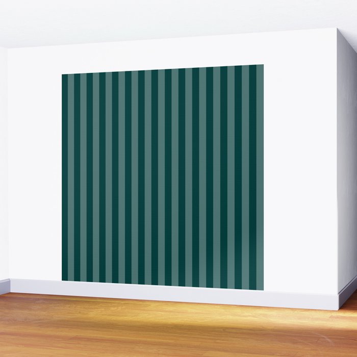 Dark Teal Thin Vertical Stripes Wall Mural Gallery Image 2