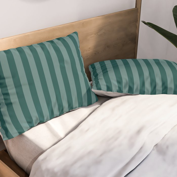 Dark Teal Thin Vertical Stripes Pillow Sham Gallery Image 2