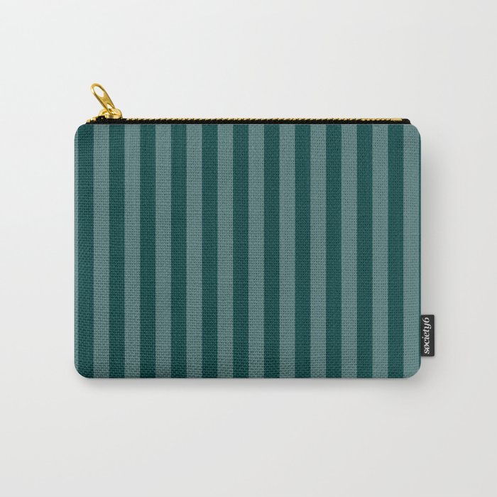 Dark Teal Thin Vertical Stripes Carry All Pouch Gallery Image 1