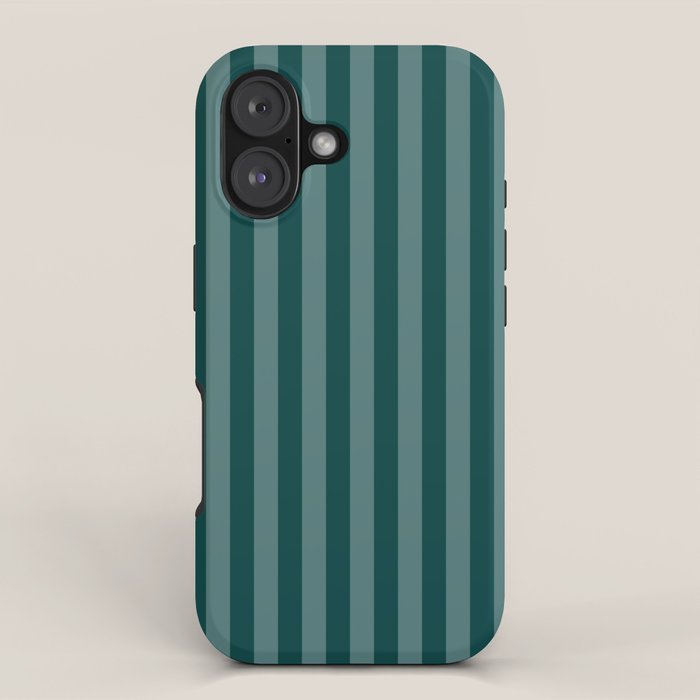 Dark Teal Thin Vertical Stripes iPhone Case Gallery Image 1
