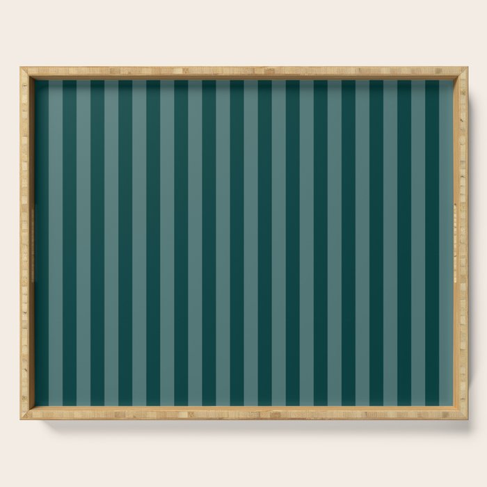 Dark Teal Thin Vertical Stripes Serving Tray Gallery Image 1