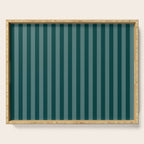 Dark Teal Thin Vertical Stripes Serving Tray Gallery Image 1