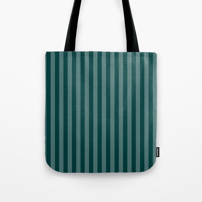 Dark Teal Thin Vertical Stripes Tote Bag Gallery Image 1