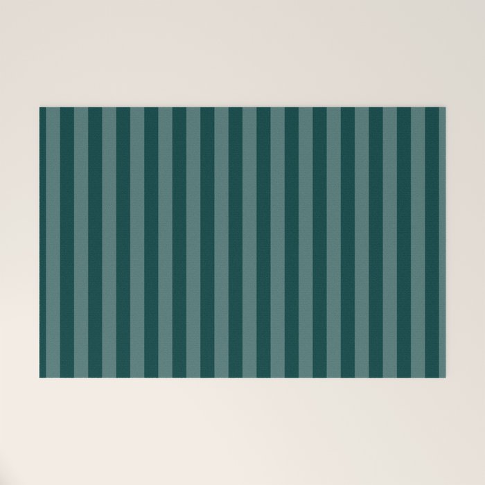 Dark Teal Thin Vertical Stripes Welcome Mat Gallery Image 1