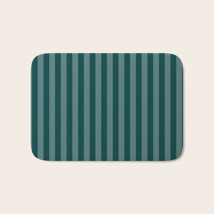 Dark Teal Thin Vertical Stripes Bath Mat Gallery Image 1