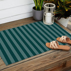 Dark Teal Thin Vertical Stripes Outdoor Rug Gallery Image 2