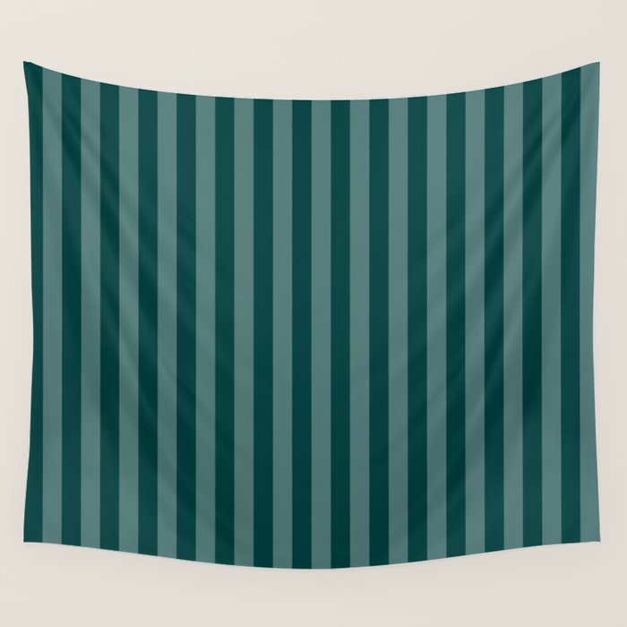 Dark Teal Thin Vertical Stripes Wall Tapestry Gallery Image 4