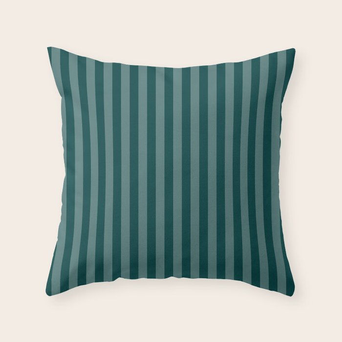 Dark Teal Thin Vertical Stripes Throw Pillow Gallery Image 1