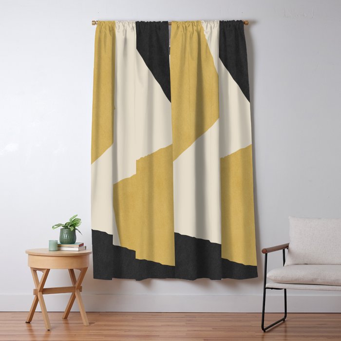 Graphic Edge Shape - Gold Yellow Window Curtain Gallery Image 5