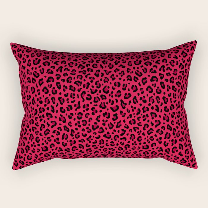 RED LEOPARD PRINT â Cherry Red | Collection : Punk Rock Animal Prints | Rectangular Pillow Gallery Image 1