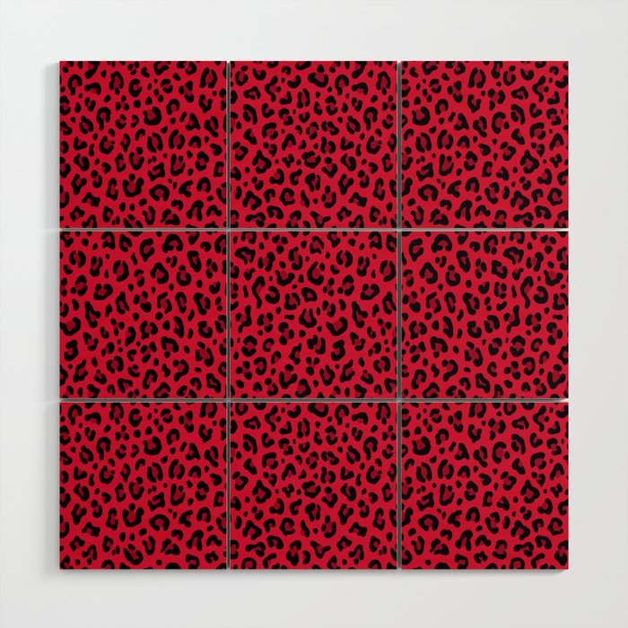RED LEOPARD PRINT â Cherry Red | Collection : Punk Rock Animal Prints | Wood Wall Art Gallery Image 1