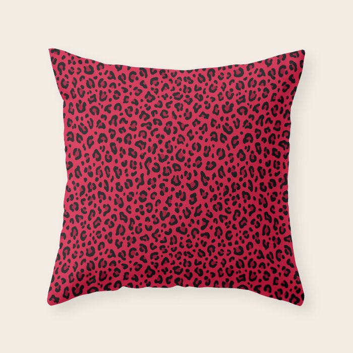 RED LEOPARD PRINT â Cherry Red | Collection : Punk Rock Animal Prints | Throw Pillow Gallery Image 6